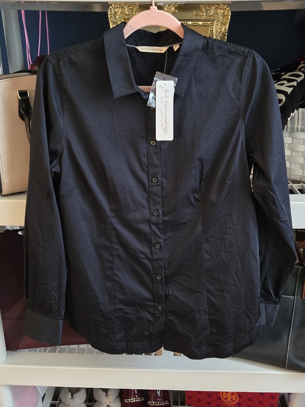 Soft Surroundings Black Button-Up Long Sleeve Blouse